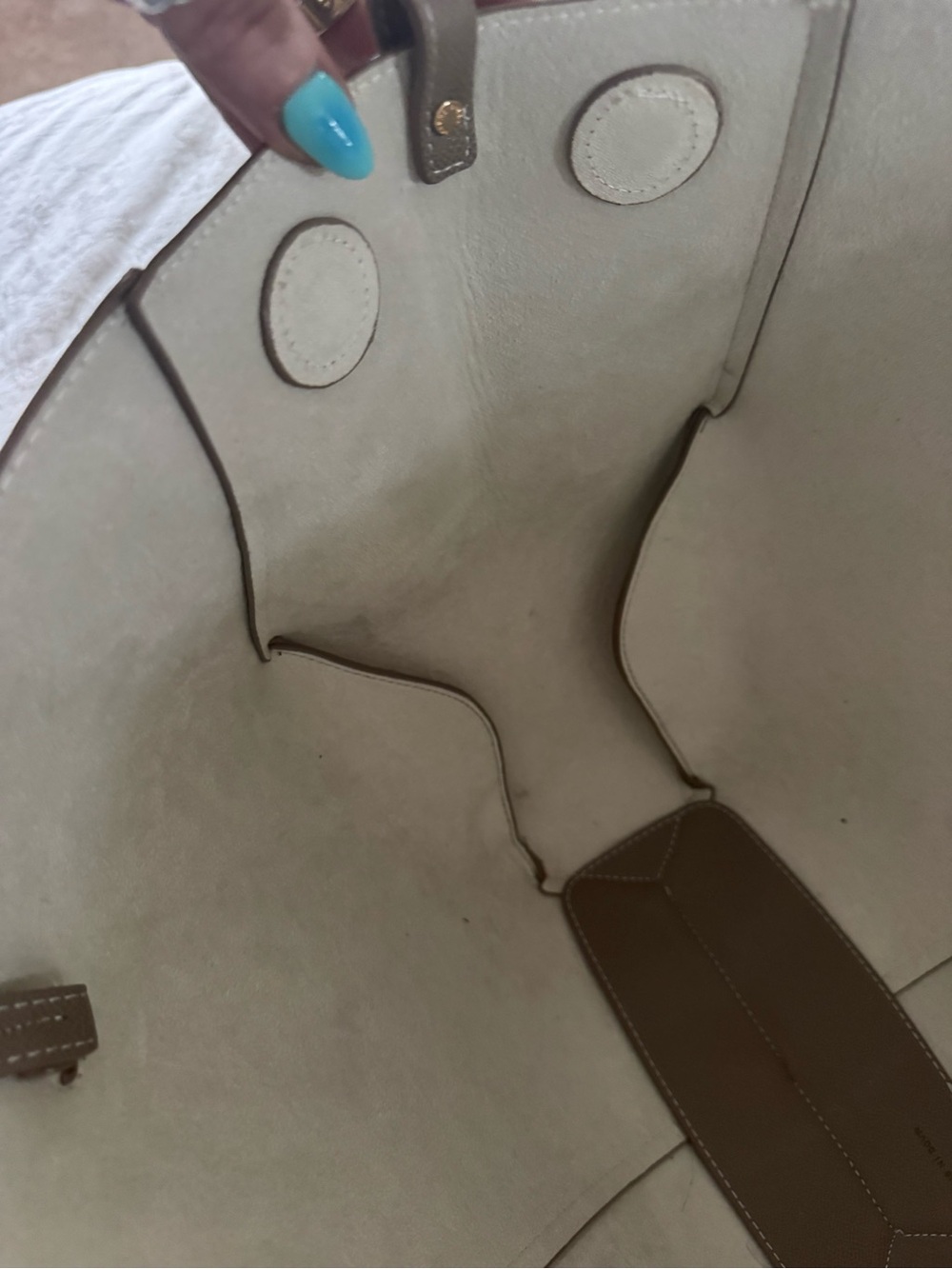 Minimalist Taupe Tote with Detachable Pouch - Picture 11 of 14